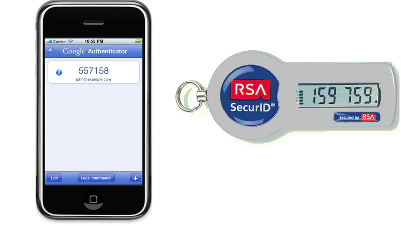The Google Authenticator app is one popular example of a one-time password scheme using pseudorandom functions. Another example is RSA’s SecurID token.