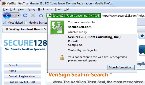 When you connect to a webpage protected by SSL/TLS, the Browswer displays information on the certificate’s authenticity